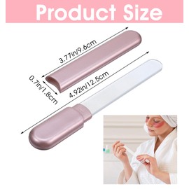 Glass Nail File with Case, 1 Pc Crystal Thick Glass Fingernail File Single-Sided Etched, Gentle Nail Care for Women Girls, Rose Gold