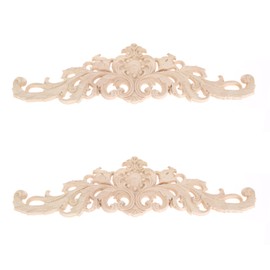 Wood Carving Decal Corner Wood Applique Frame Furniture Decoration European Style Furniture Door Wall Scandinavian Corner Decoration Home Decor Unpainted 30*8cm Pack of 2