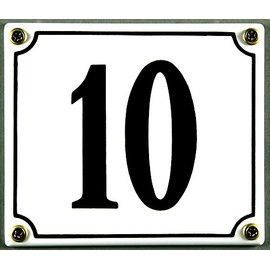 Buddel Bini Enamel House Weatherproof 10 White 12 x 14 CM; Available immediately Enamel House Number