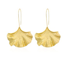 Vavhoo Fashion Gold Silver Ginkgo Leaf Drop Dangle Earrings Fall Maple Leaf Pendant Earrings for Girlfriend Wife Daughter Partner Jewelry (Gold)