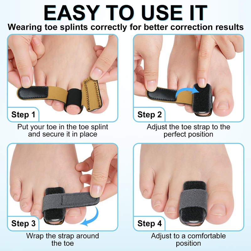 DLMDLM 4pcs Hammer Toe Straightener with Aluminum Plate, Adjustable Hammer