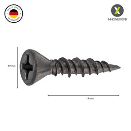 INNONEXXT® Premium Plaster Fibreboard Screws | 3.9 x 19 mm | Fibre Cement Board Screws, Drywall Screws, Universal Screws | Made in Germany | Pack of 500 | Phillips