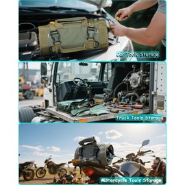 Yobobo Roll Up Tool Bag for Men: Practical Gifts for age 35-50 Mechanics - Heavy Duty Portable Storage Organization - Waterproof 1200D Oxford & 6 Pockets 27 lbs Capacity