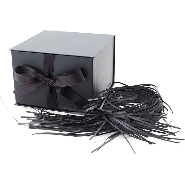 Hallmark 7" Gift Box with Lid and Paper Fill (Solid Gray) for Christmas, Weddings, Graduations, Father's Day, Anniversaries, Valentines Day, Grooms Gifts and More