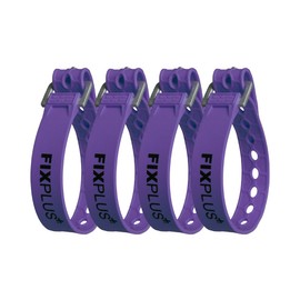 Fixplus Strap Pack of 4 – Lashing Strap for Securing / Fastening / Bundling and Lashing – Made of Special Plastic with Aluminium Buckle 35 cm x 2.4 cm, purple, 35cm