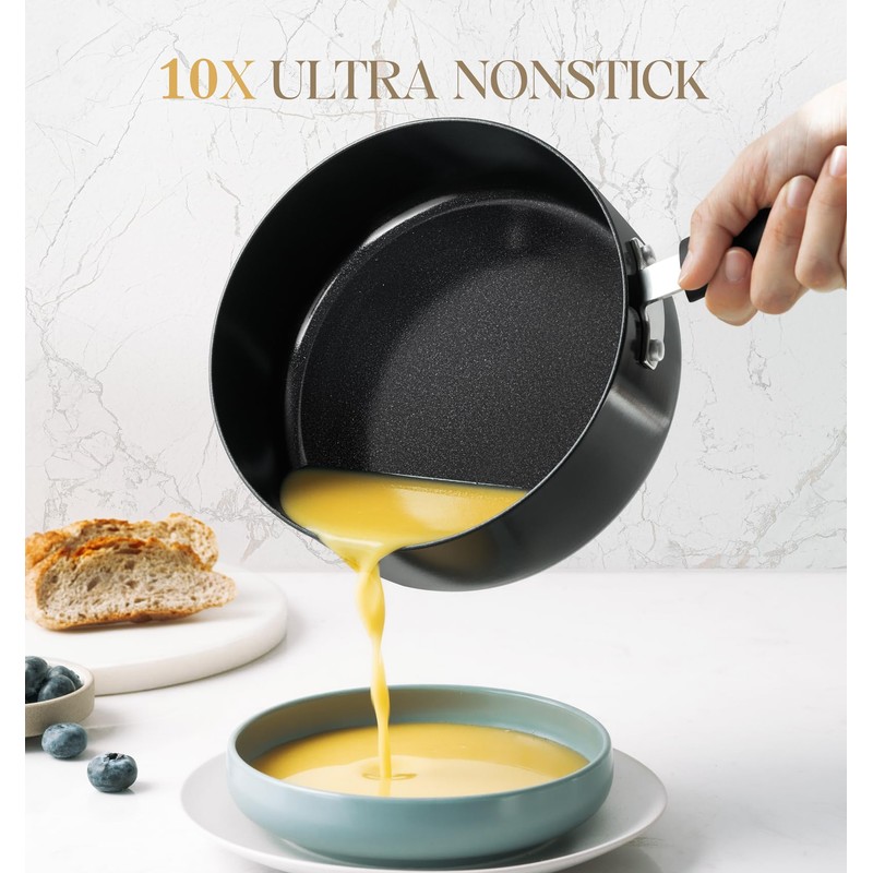 MICHELANGELO Nonstick Saucepan with Lid, Ceramic Sauce Pan Sets with