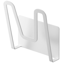 Yamazaki 3524 Magnetic Pot Lid Holder, White, Approx. 5.3 x 2.6 x 5.5 inches (13.5 x 6.5 x 14 cm), Plate Plate, Pot Lid Stand, Pot Lid Storage, Floating Storage