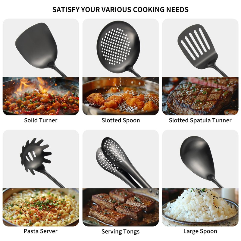 304 Stainlss Steel Matte Kitchen Utensils Set, 11 Pcs Long