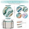 RETON 8 Pack Ceramic Marble Coaster with Holder, Round Absorbent