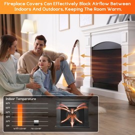 Rumlick 39" x 32" Fireplace Cover, Oxford Cloth Magnetic Fireplace Cover Blocks Airflow to Stop Heat Loss, Fireplace Draft Cover for Mental Fireplace Doors, Indoor Fireplace Accessories