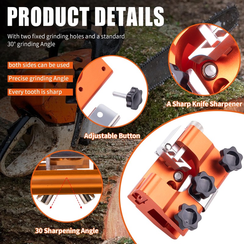 MRELC Chainsaw Sharpener, Chainsaw Sharpening Jig Kit, with Tungsten Burr