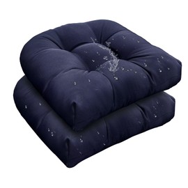 TESICA 18 x 18 Outdoor Seat Cushions Set Waterproof Patio Seat Pad Navy Blue Rocking Chair Cushion with Ties for Indoor Outdoor