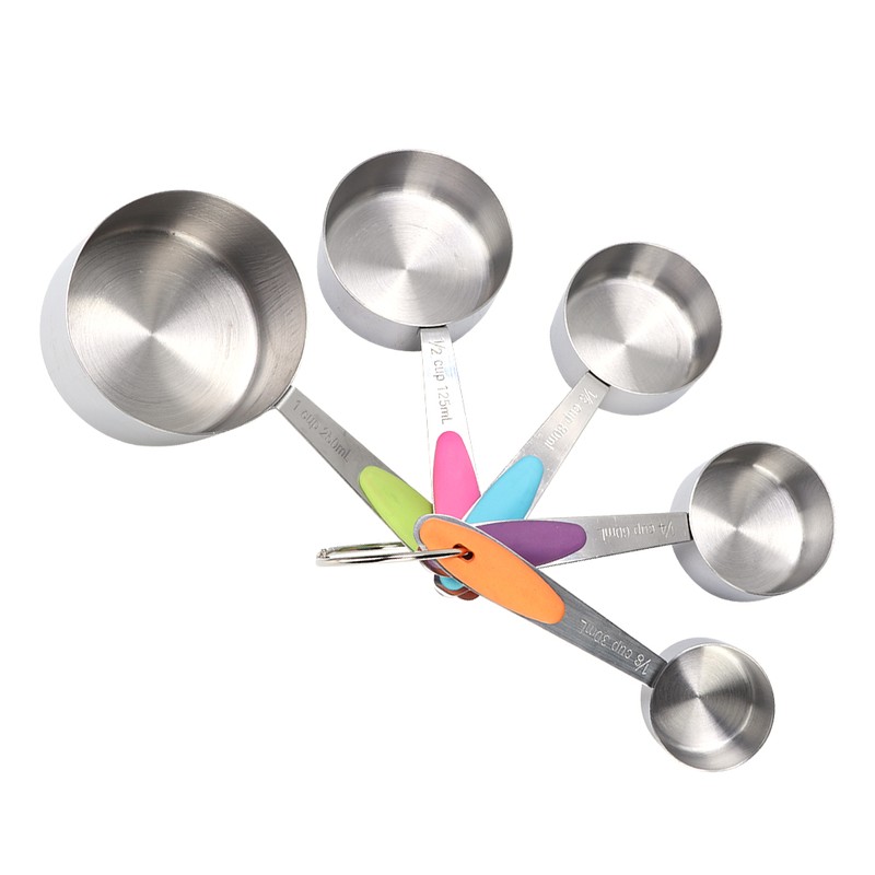 5pcs Stainless Steel Thermal Insulation Measuring Scale Cups Set Kitchen