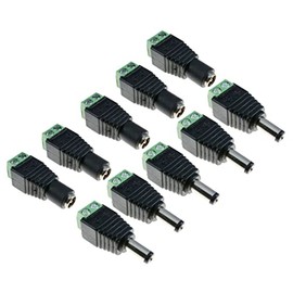 5x PAIRS 2.1mm Male + Female DC Jack Connector with Screw Terminals Solderless 12V Power Surveillance Camera CCTV Security LED Strips