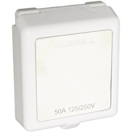 Hubbell Wiring Systems HBL504NM Twist-Lock Non-Metallic Shore Power Inlet, 3 Pole, 4 Wire, 50 Amps, 125/250V, White