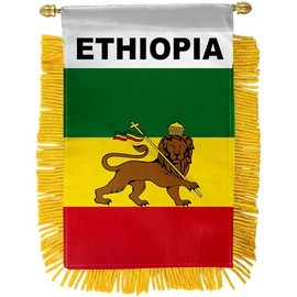 Wholesale Lot of 12 Country of Ethiopia (Lion) 4"x6" Polyester Mini Window Banner Flag
