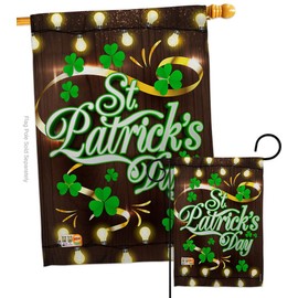Breeze Decor S102034-BO Lightful Day Spring St Patrick Decorative Vertical Flags Set, 1 x House & 1 x Garden, Thick Fabric