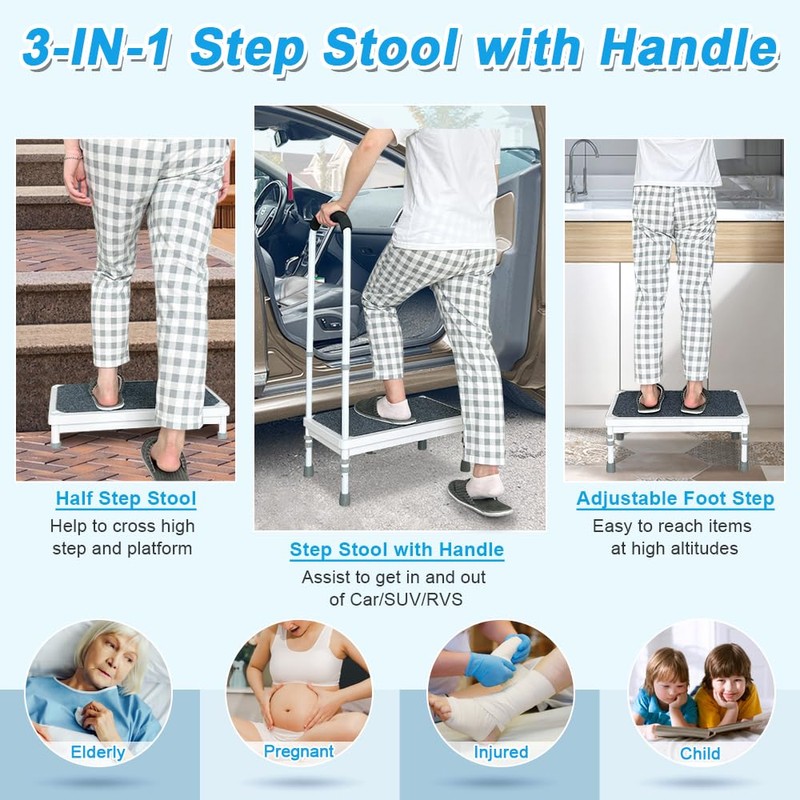 Medical Step Stool with Handle for Elderly Seniors SUV Car