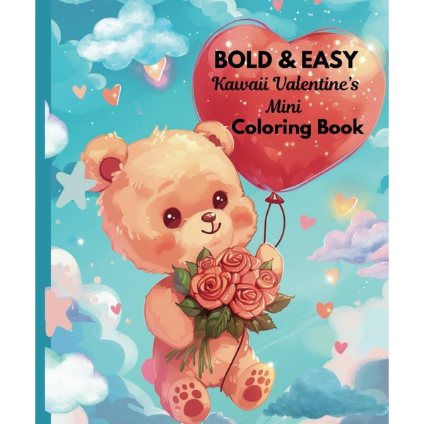 Bold & Easy Kawaii Valentine's Mini Coloring Book: A Tiny