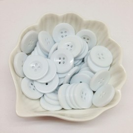 PEPPERLONELY 48PC White Flat Round 4 Holes Resin Buttons, 23x3mm(15/16x1/8 Inch) by PEPPERLONELY