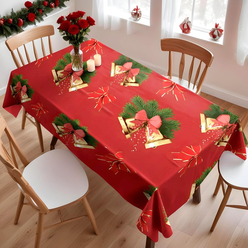 Christmas Table Cloth Rectangular Wipe Clean Tablecloths Rectangular Water Resistant