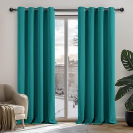 Deconovo Deconovo Home Decoration Blackout Curtains Thermal Insulated Curtains Eyelet Curtains for Living Room Turquoise W42 x L63 Inch One Pair