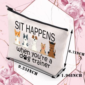 PLITI Dog Trainer Gift Dog Coach Gift Dog Trainer Makeup Bag Sit Happens When You're A Dog Trainer Thank You Gift(Sit Happens BU)