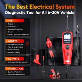 Autel PowerScan Electric Circuit Tester, 12V 24V Automotive Power Circuit Test Tool, Read AC DC Voltage Resistance, Find Short, Activate Component, 40ft Cable (Red)