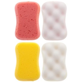 FRCOLOR Soft Bath Sponge Gentle Soothing Body Sponge Natural Fiber Exfoliating Shower Sponge for Women Men Kids 4pcs Random Color