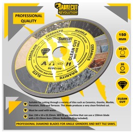 1 x SabreCut SCDC150 150mm (6 inch) x 5mm x 22.23mm Bore Continuous Rim Diamond Angle Grinder Circular Saw Blade