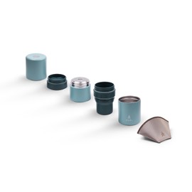 VSSL Nest Pour Over Coffee Kit, Transportable and Compact Pour Over Kit with Two 10 oz Double Walled Mugs, Everglade