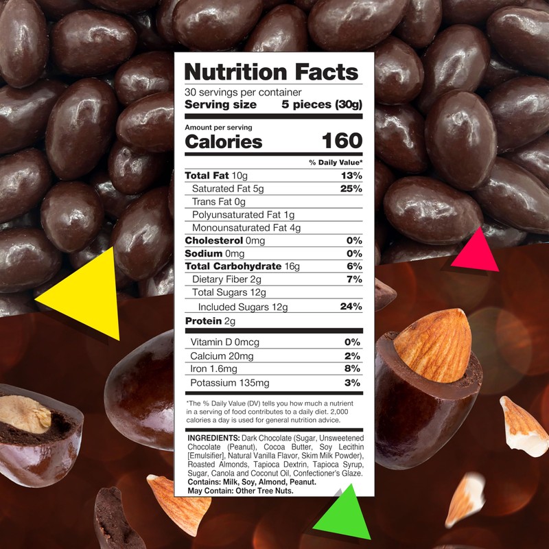 Dark Chocolate Covered Almonds Candy (2 Pound Bag)