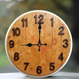 Rustic Wooden Wall Clock Large Number Farmhouse Decor 10-Inch Wooden Wall Clock, Silent Movement, Battery Operated (AA Batteries Not Included), Artistic Home Decor, Perfect for Home Accents