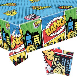 Gosknor 2pcs Hero Themed Birthday Tablecloth, Dessert Table Cloth Party Table Decorations Hero Table Cloth Party Supplies Tablecloth for Birthday Party Men Women