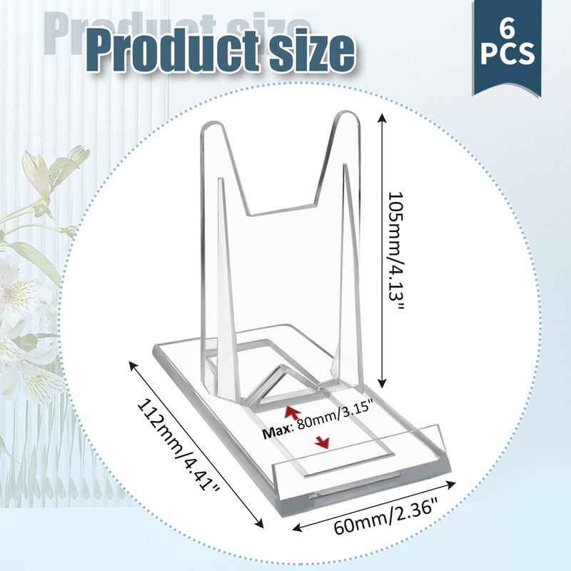 Bonsicoky 6 Pack Adjustable Clear Acrylic Book Display Stands
