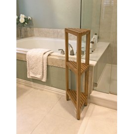 Asta Zini 3-Tier Free Standing Corner Shelf, Bathroom Corner Stand, Fully Assembled, TB-134