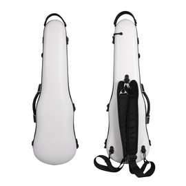 WUQIMUSC Violin hard case 4/4 full size light weight Carbon fiber hard shell Sturdy Protective Violin Flight Case with Adjustable Backstraps and Convenient Locking Buckle, White color