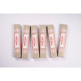 Original Satya White Sage Incense Sticks Pack of 6X 15G with Greensense Holder for Aromatherapy, Spa, Yoga, Weddings, Meditation, Healing, Positivity and Relaxation
