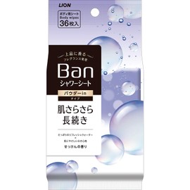 Ban Refreshing Shower Sheet, Powder in Type, Soap Scent, 36 Sheets x 1
