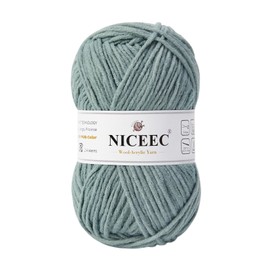 NICEEC 1 Skein Soft Wool-Acrylic Yarn for Knitting Worsted Weight Yarn Quality Yarn for DIY Craft Wool Blend Yarn for Crochet Blanket Yarn(3.53oz,153yds)-Pale Grayish Green