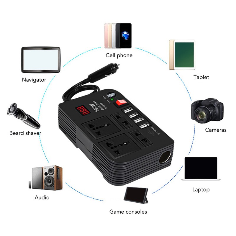 DC12V to AC220V LCD Modified Sine Wave Inverter Car Multifunctional