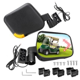 Roykaw Golf Cart Side Mirrors with Turn Signal Light, No Drilling LED Rear Mirrors, Folding Side Mirrors Compatible with EZGO/Club Car/Yamaha 0.75/1.0/1.25-Inch Square Frame Models