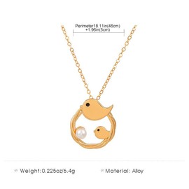 Double Birds Simulated Pearl Necklaces for Women Collier Clavicle Chain Necklaces Pendants Femme Party Jewelry (with Gift Box)