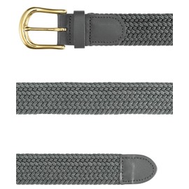 Streeze Mens/Ladies Stretch Belt ─ 30mm Wide with Gold Metal Buckle Elastic Fabric Woven Braided 11 Colours (Grey, 3XL)