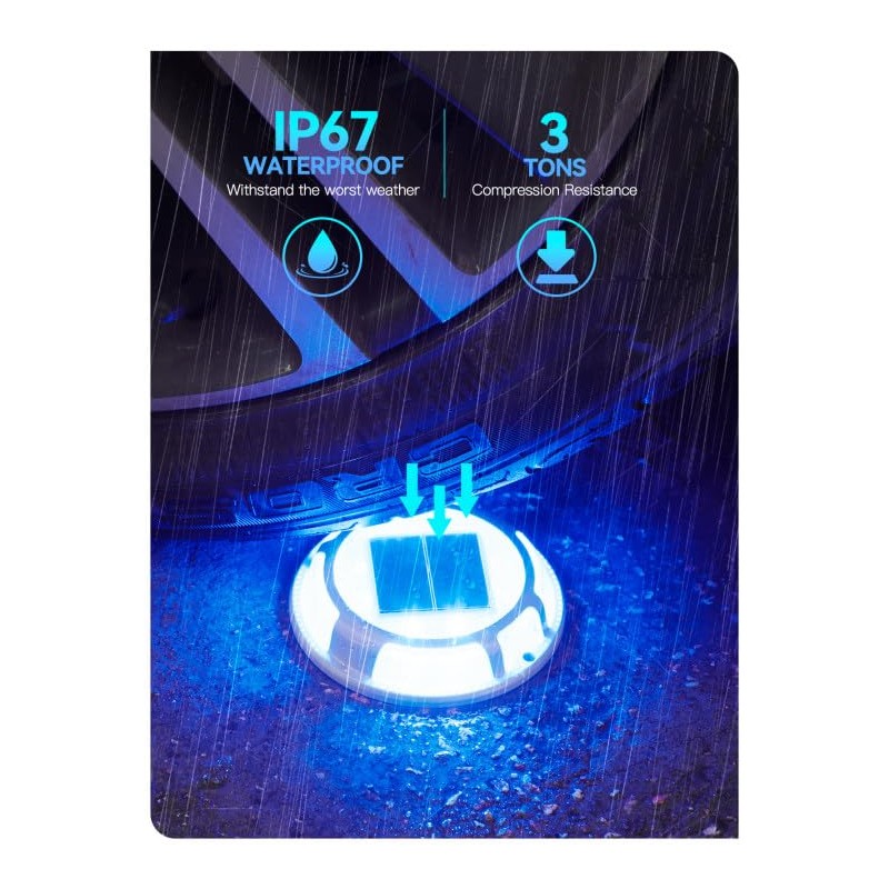 Solar Driveway Lights Dock Lights Waterproof 4 Pack, 2 Colors