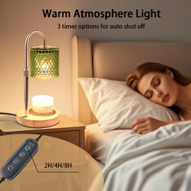 Candle Warmer Lamp with Timer Dimmer Adjustable Height for New Home House Bedroom Decor,Wax Melt Warmer with 2 Bulbs for Jar Candles, Gifts for Mom Women Friend Sister Birthday | Green