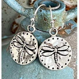 Etched Silver Dragon Fly Dangle Earrings Spring Nature Love. Jewelry Earrings for Women #3298FE203