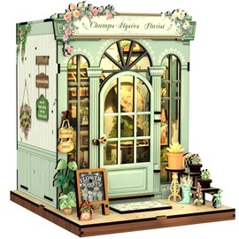 Fsolis Book Nook Kit, DIY Miniature House Kit for Adults Activity Mini Puzzle Dollhouse Kit Gift for Women Teenagers (Champs-Élysées Florist)
