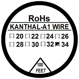 Kanthal A1 Type Resistance Wire 100ft (30m) Spool 22-32G AWG (34G)