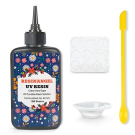 ResinAngel 100g UV Resin kit with Casting Tools -Super Clear, Hard, Low Odor, Premixed UV Epoxy Fast Curing for Beginners Jewelry Making, DIY Crafts, Coating and Resin Art